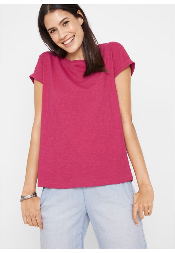 bonprix - Shirt boxy, krótki rękaw. Kolor: różowy. Długość rękawa: krótki rękaw. Długość: krótkie