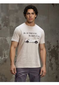 Sinsay - Bawełniana koszulka z nadrukiem - szary. Kolor: szary. Materiał: bawełna. Wzór: nadruk #1