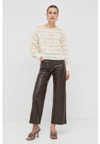 TwinSet - Twinset sweter z domieszką wełny damski kolor beżowy lekki. Kolor: beżowy. Materiał: wełna #2