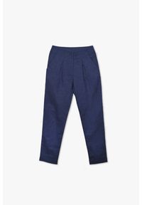 VEVA - Lniane spodnie damskie Linen horizon granatowe. Okazja: do pracy. Kolor: niebieski. Materiał: len. Sezon: lato. Styl: wakacyjny, elegancki #1
