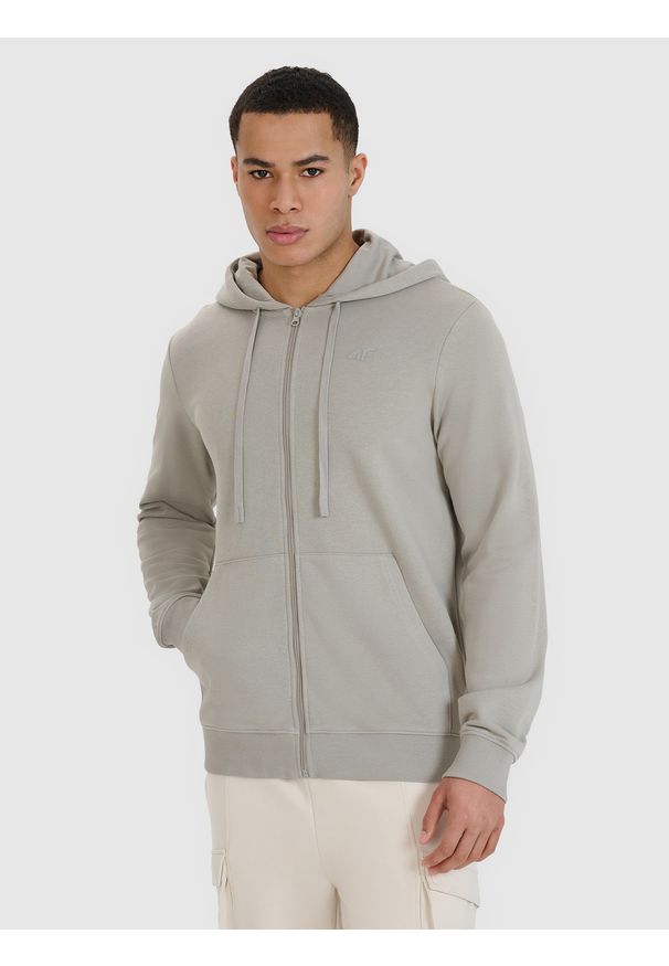 4f - 4F Bluza dresowa rozpinana z kapturem męska - szara XL. Okazja: na co dzień. Typ kołnierza: kaptur. Kolor: szary. Materiał: dresówka. Wzór: gładki, ze splotem. Styl: sportowy, casual