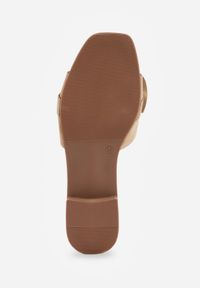 Born2be - Beżowe Klapki VICES z Imitacji Zamszu z Kokardą na Niskim Obcasie Imperiale. Okazja: na co dzień, do pracy, na spotkanie biznesowe. Kolor: beżowy. Materiał: zamsz. Wzór: gładki, haft. Obcas: na obcasie. Styl: casual, biznesowy, elegancki. Wysokość obcasa: niski #3