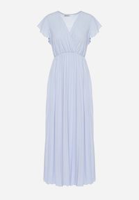 Born2be - Jasnoniebieska Sukienka Maxi Plisowana z Kopertową Górą Rozkloszowany Fason Anelea. Okazja: na randkę, na imprezę. Kolor: niebieski. Typ sukienki: rozkloszowane, kopertowe. Długość: maxi #5