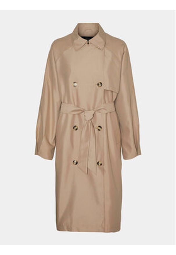 Vero Moda Trencz Doreen 10301287 Beżowy Regular Fit. Kolor: beżowy. Materiał: syntetyk
