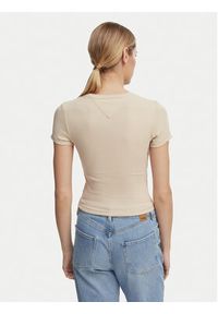 Tommy Jeans T-Shirt Wavy Flag DW0DW22272 Beżowy jasny Slim Fit. Kolor: beżowy. Materiał: bawełna #5