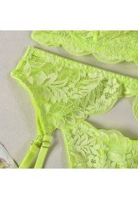 Intica - Komplet koronkowej bielizny z fiszbinami na specjalne okazje Karima. Kolor: zielony. Materiał: koronka. Wzór: koronka #2