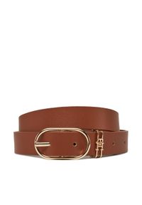 TOMMY HILFIGER - Tommy Hilfiger Pasek Damski Feminine 2.5 AW0AW17494 Brązowy. Kolor: brązowy. Materiał: skóra
