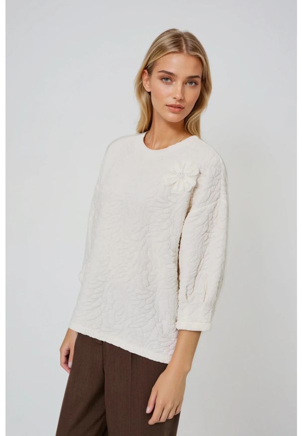 MOODO - Bluza ze strukturalnego materiału biała. Kolor: biały. Materiał: materiał