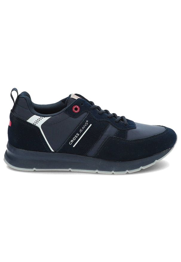 Granatowe Sneakersy Cross Jeans Wygodne Buty Męskie. Kolor: niebieski. Materiał: zamsz, materiał. Szerokość cholewki: normalna