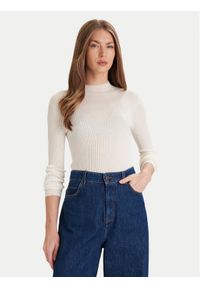 Lacoste Sweter AF4189 Écru Slim Fit. Materiał: wełna #1