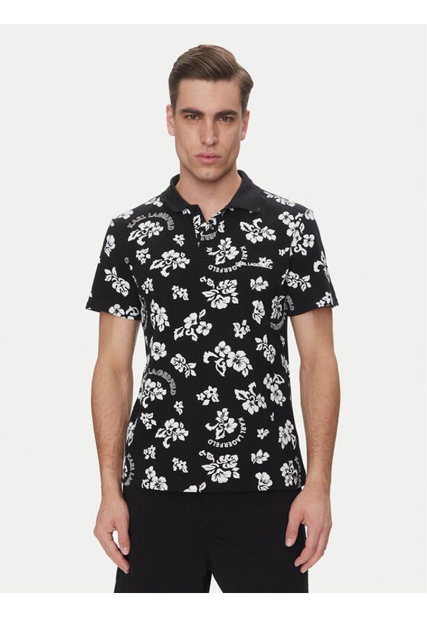 Karl Lagerfeld - KARL LAGERFELD Polo A2M46036 Czarny Regular Fit. Typ kołnierza: polo. Kolor: czarny. Materiał: bawełna