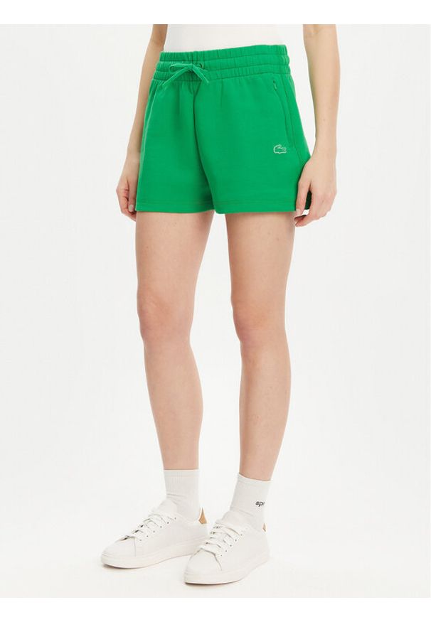 Lacoste Szorty sportowe GF5378 Zielony Regular Fit. Kolor: zielony. Materiał: bawełna