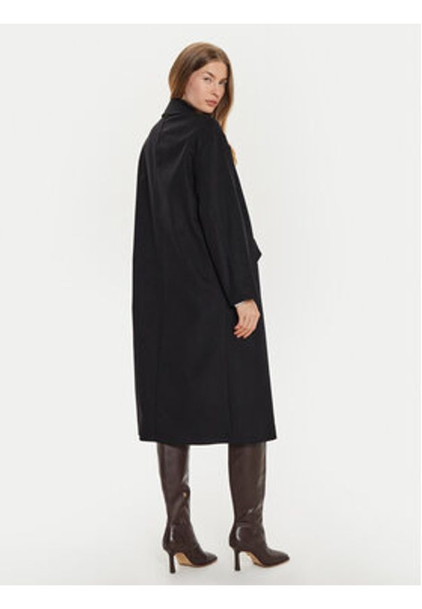 TwinSet - TWINSET Płaszcz wełniany 242TT2203 Czarny Loose Fit. Kolor: czarny. Materiał: wełna