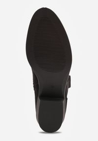 Born2be - Czarne Botki Ażurowe na Obcasie w Stylu Kowbojek Lalona. Okazja: na co dzień. Kolor: czarny. Materiał: dzianina. Wzór: ażurowy. Obcas: na obcasie. Styl: casual. Wysokość obcasa: średni #5