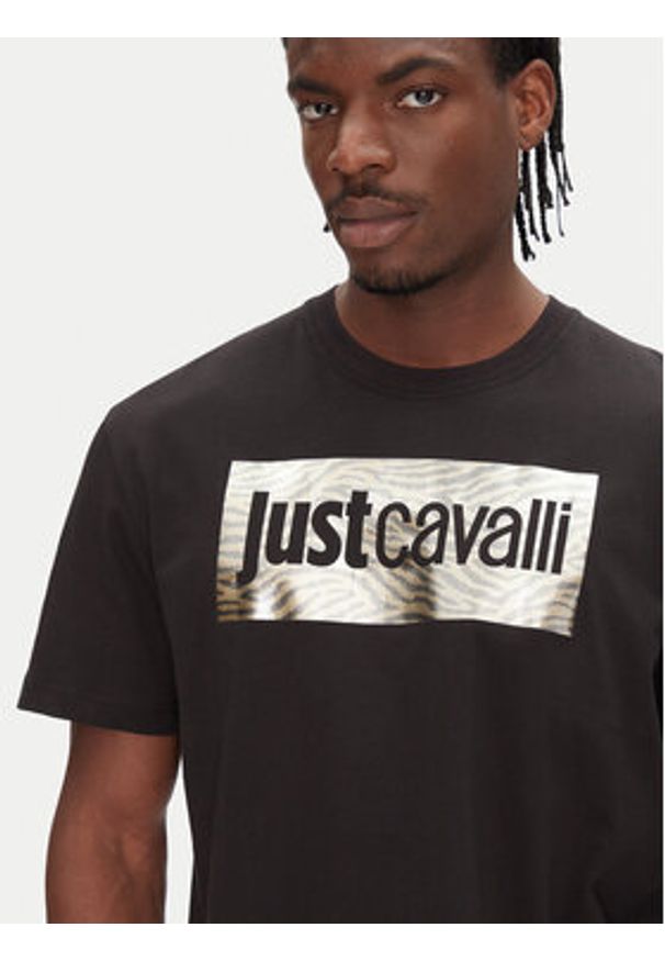 Just Cavalli T-Shirt 78OAHT15 Czarny Regular Fit. Kolor: czarny. Materiał: bawełna