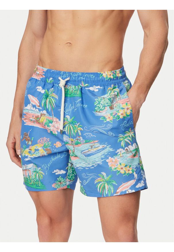 Polo Ralph Lauren Szorty kąpielowe 710B13657001 Niebieski jasny Classic Fit. Kolor: niebieski. Materiał: syntetyk