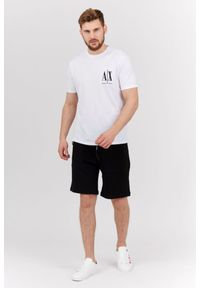 Armani Exchange - ARMANI EXCHANGE Biały t-shirt męski z wyszywanym logo, Rozmiar S. Kolor: biały. Materiał: prążkowany #3