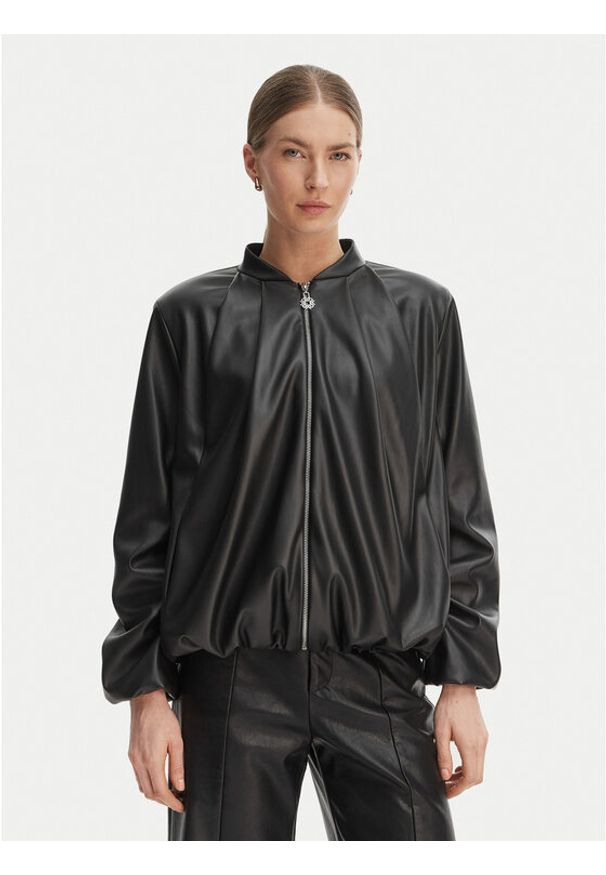 Rinascimento Kurtka z imitacji skóry CFC0127530003 Czarny Relaxed Fit. Kolor: czarny. Materiał: skóra