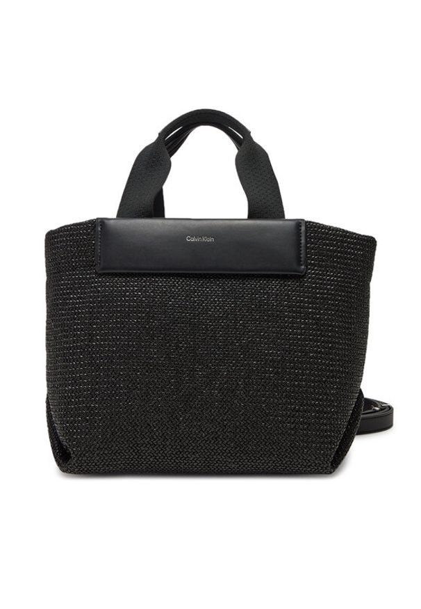 Calvin Klein Torebka Ck Raffia Small Tote Crossbody K60K613026 Czarny. Kolor: czarny