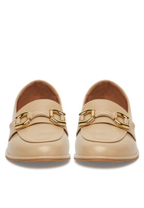 DeeZee Loafersy Y066 Beżowy. Kolor: beżowy. Materiał: skóra