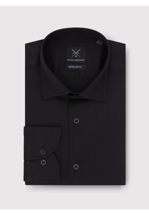 Pako Lorente - PAKO LORENTE – Czarna koszula męska. Kolor: czarny. Materiał: bawełna, elastan. Długość rękawa: długi rękaw. Długość: długie