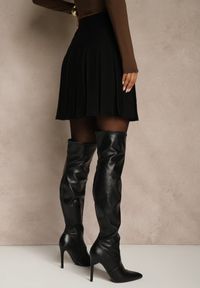 Renee - Czarna Spódnica High Waist z Wiskozą Zdobiona Plisami Coroxera. Stan: podwyższony. Kolor: czarny. Materiał: wiskoza. Wzór: aplikacja. Styl: elegancki #3