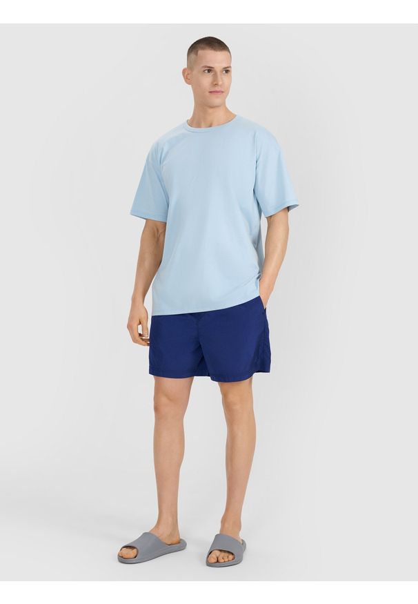 4f - 4F T-shirt oversize gładki męski - niebieski XXL. Okazja: na co dzień. Kolor: niebieski. Materiał: bawełna, jersey, dzianina. Długość rękawa: krótki rękaw. Długość: krótkie. Wzór: gładki. Styl: klasyczny, sportowy, casual