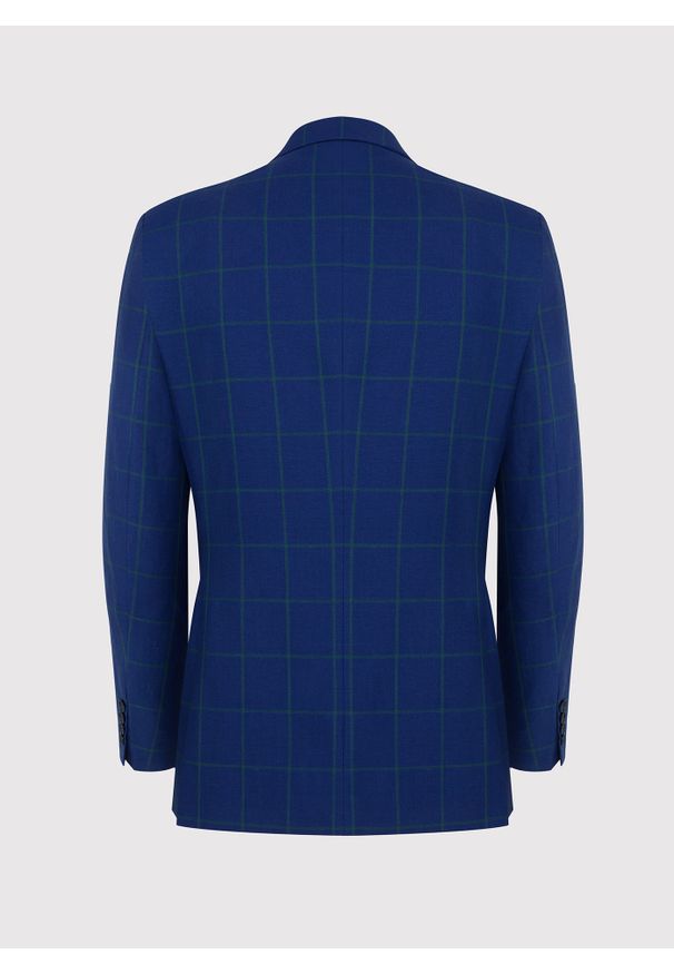 Pako Lorente - PAKO LORENTE – Granatowa casualowa marynarka męska w zieloną kratę. Okazja: na co dzień. Kolor: zielony, niebieski, wielokolorowy. Materiał: wełna, len. Sezon: lato. Styl: casual