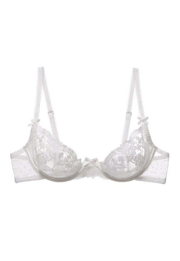 Intica - Biustonosz z półmiseczką z koronką na co dzień i wieczór Briny. Kolor: biały. Materiał: koronka. Wzór: koronka