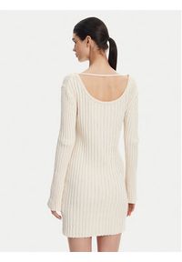 Pinko - PINKO Sukienka dzianinowa 105301 A2N7 Écru Regular Fit. Materiał: bawełna