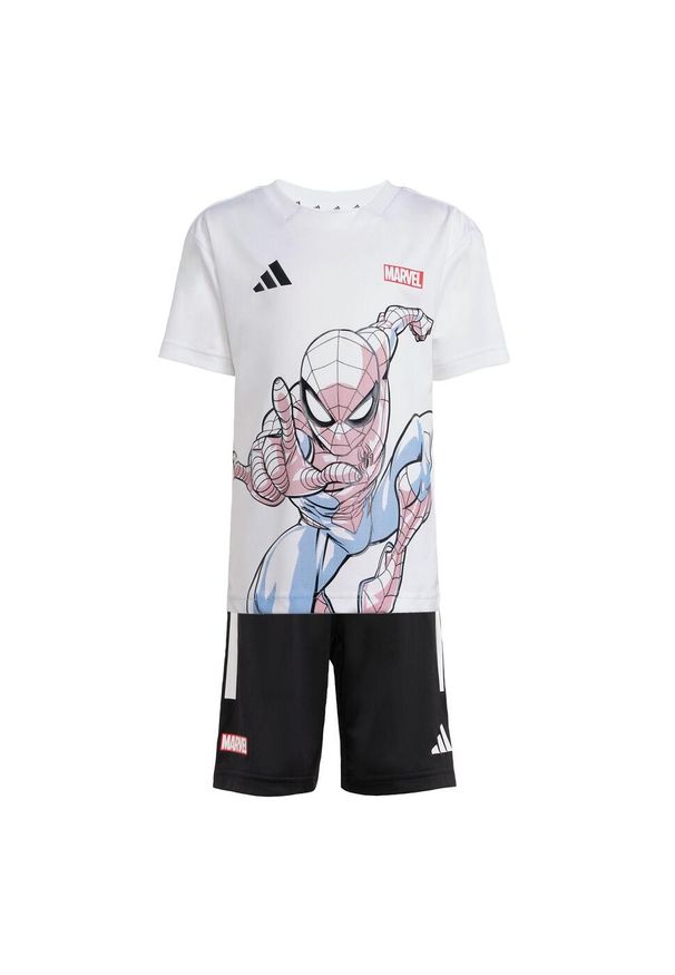 Zestaw Adidas Marvel Spider-Man T-Shirt. Kolor: biały, wielokolorowy, czarny. Materiał: materiał. Wzór: motyw z bajki