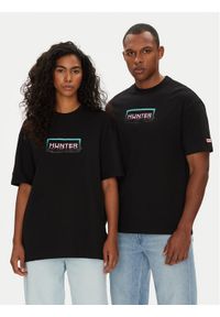 Hunter T-Shirt Abele UNISEX HARU0007251 Czarny Regular Fit. Kolor: czarny. Materiał: bawełna