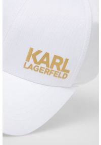 Karl Lagerfeld czapka kolor biały z aplikacją. Kolor: biały. Wzór: aplikacja #4