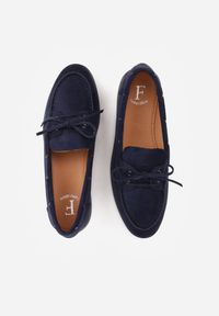 Born2be - Niebieskie Mokasyny Ozdobione Wiązaniem Fyrelerris. Okazja: na co dzień. Kolor: niebieski. Materiał: jeans. Wzór: aplikacja. Styl: klasyczny, casual #3