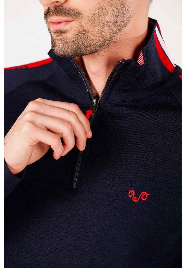 WOOLONA - Sweter turystyczny męski Woolona Noyan 100% Merino. Kolor: niebieski. Materiał: wełna. Sport: turystyka piesza