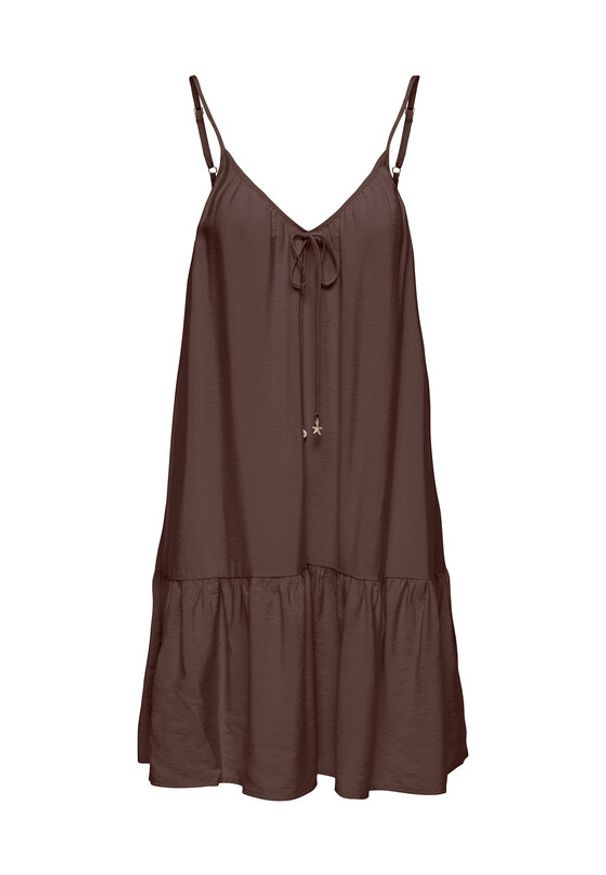 only - ONLY Sukienka letnia Misara 15373962 Brązowy ciemny Regular Fit. Kolor: brązowy. Materiał: wiskoza. Sezon: lato