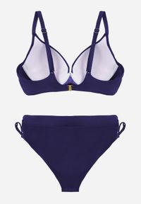 Born2be - Granatowe Bikini Biustonosz z Cyrkoniami i Majtki Typu Figi Dorirose. Kolekcja: plus size. Kolor: niebieski #5