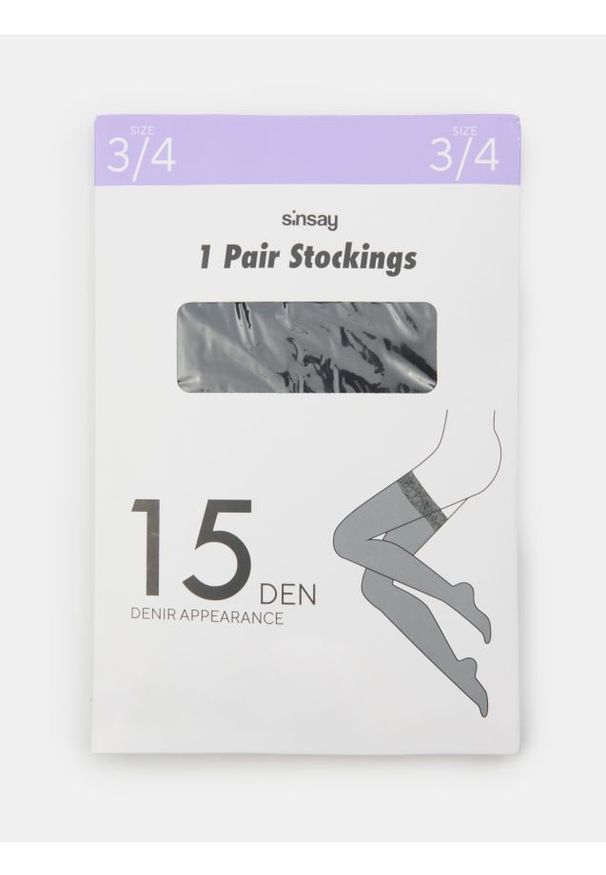 Sinsay - Zakolanówki z ozdobną koronką - czarny. Kolor: czarny. Materiał: koronka. Wzór: koronka