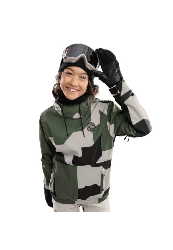 SIROKO - Kurtka snowboardowa damska W1-W Snowy. Kolor: wielokolorowy, brązowy, zielony. Materiał: softshell, materiał. Sezon: zima. Sport: snowboard