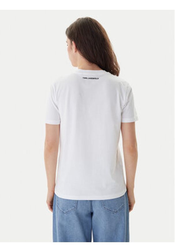 Karl Lagerfeld - KARL LAGERFELD T-Shirt B1W17091 Biały Regular Fit. Typ kołnierza: dekolt w karo. Kolor: biały. Materiał: bawełna