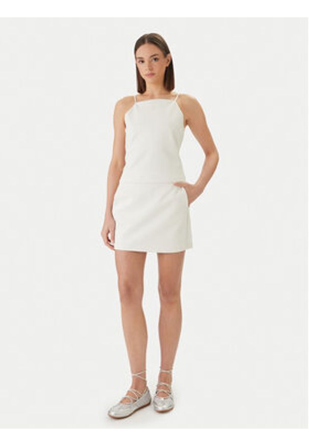 Calvin Klein Jeans Spódnica mini LV047F251G Beżowy Slim Fit. Kolor: beżowy. Materiał: syntetyk