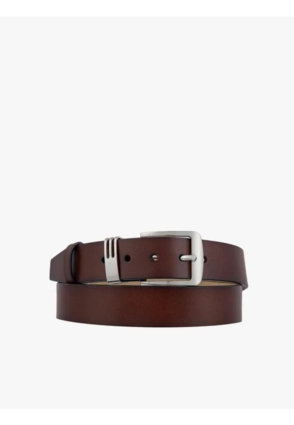 Ryłko - Brązowy pasek ze skóry licowej. Kolor: brązowy. Materiał: skóra. Styl: klasyczny, street, elegancki