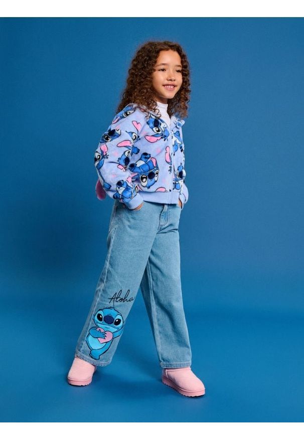 Sinsay - Jeansy Stitch - niebieski. Kolor: niebieski