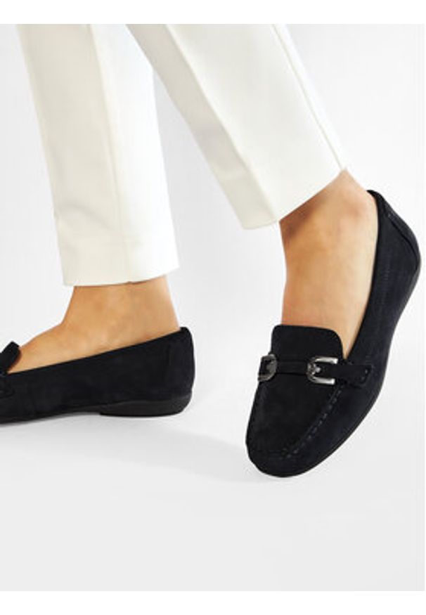 Geox Mokasyny D Annytah Moc A D84BMA 00032 C4007 Czarny. Kolor: niebieski. Materiał: nubuk, skóra