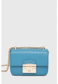 Furla torebka skórzana kolor niebieski. Kolor: niebieski. Materiał: skórzane #1
