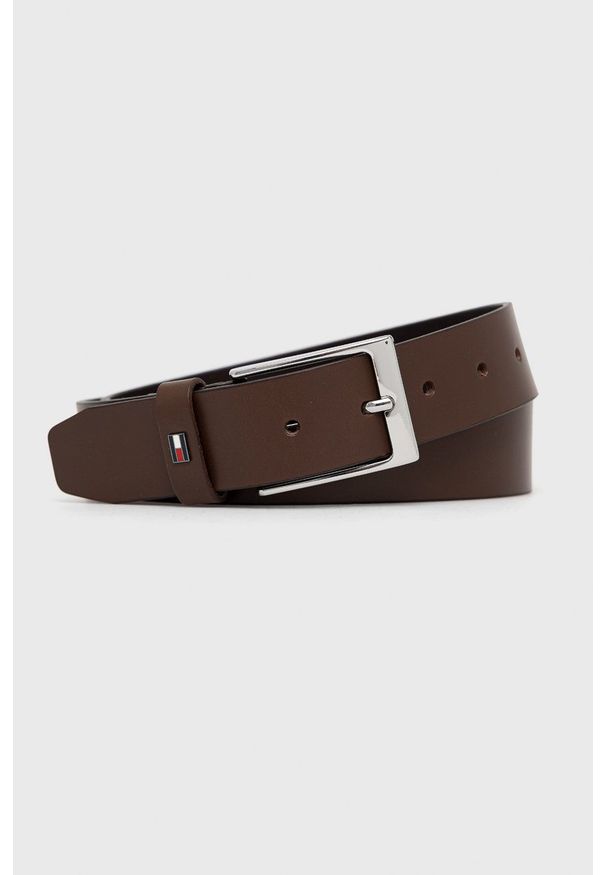 TOMMY HILFIGER - Tommy Hilfiger pasek skórzany LAYTON 3.5 męski kolor brązowy. Kolor: brązowy. Materiał: skóra