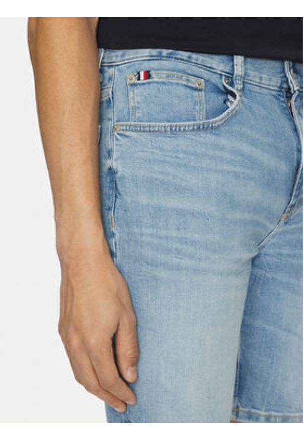 TOMMY HILFIGER - Tommy Hilfiger Szorty jeansowe Brooklyn MW0MW39195 Niebieski Slim Fit. Kolor: niebieski. Materiał: bawełna