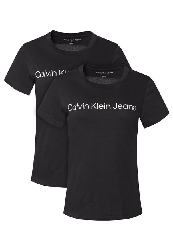 Calvin Klein Jeans Komplet 2 t-shirtów J20J220161 Czarny Slim Fit. Kolor: czarny. Materiał: bawełna