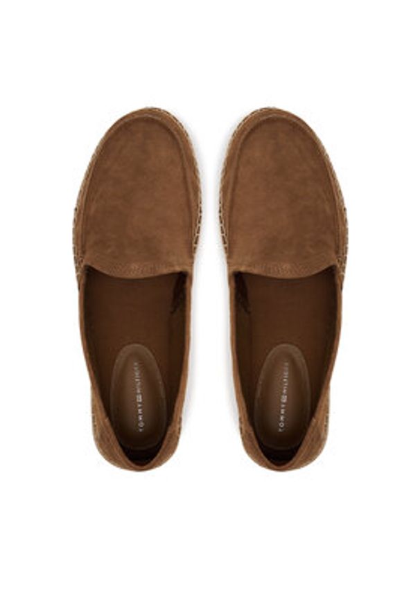 TOMMY HILFIGER - Tommy Hilfiger Espadryle Hilfiger Flex Espa Suede Loafer FM0FM05392 Brązowy. Kolor: brązowy. Materiał: skóra, zamsz
