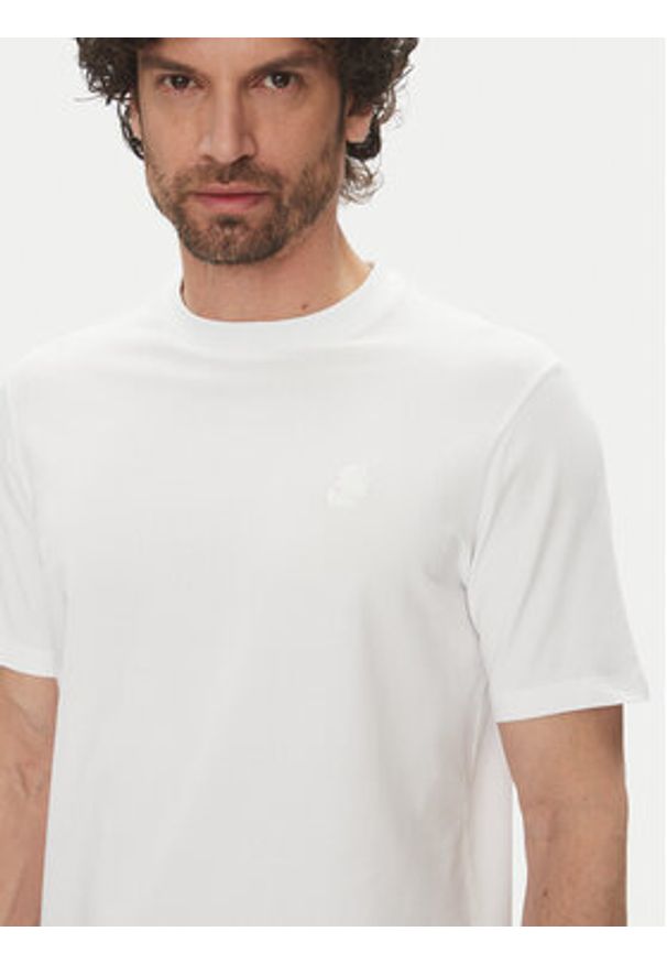 Karl Lagerfeld - KARL LAGERFELD T-Shirt 755750 500221 Biały Regular Fit. Typ kołnierza: dekolt w karo. Kolor: biały. Materiał: bawełna